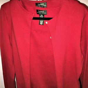 Laruen Ralph Lauren Red Sweater Set Medium Perfect